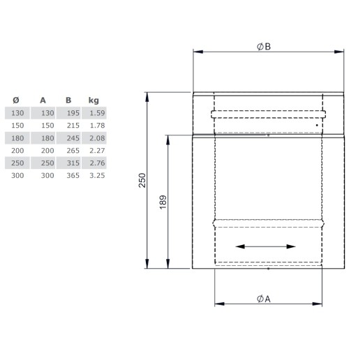 Längenelement 250 mm - doppelwandig - Tecnovis TEC-DW-Design