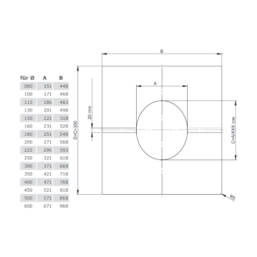 Deckenblende, zweiteilig 1°-65° für Tecnovis TEC-DW-Classic und TEC-DW-Silver