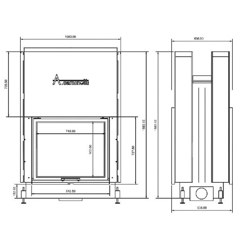 Kamineinsatz A Caminetti Flat W 75 x 60 15 kW