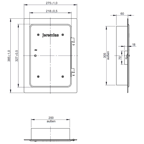 Edelstahlkamintüre 300 x 200 mm mit Schiebestutzen - einwandig - Tecnovis TEC-EW-Classic