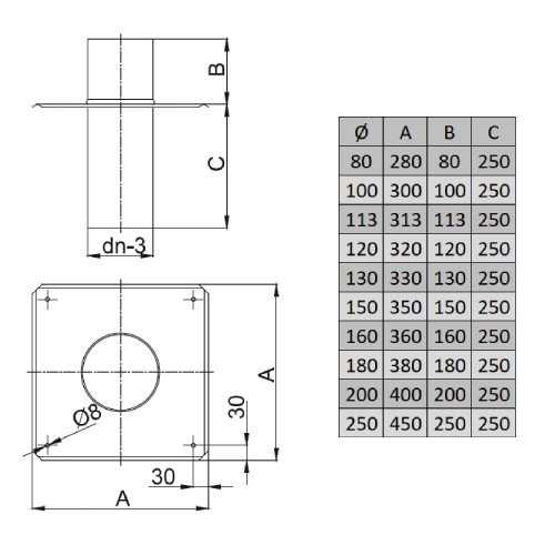 Schachtabdeckung L=250 mm - einwandig - Reuter EW-BLUE