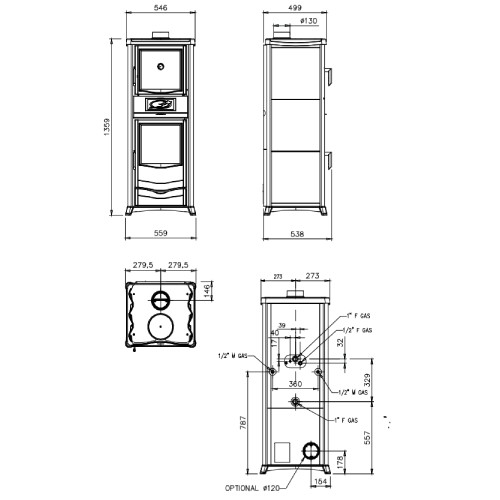 La Nordica TermoRossella Plus Forno DSA 4.0 Kaminofen 11,1 kW wasserführend mit Backfach