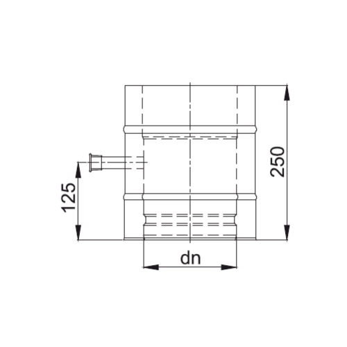 Längenelement 250 mm mit Meßstutzen 1/2'' - doppelwandig - Reuter DW-BLUE