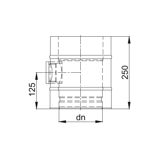 Längenelement 250 mm mit Meßstutzen 64x4 - doppelwandig - Reuter DW-BLUE