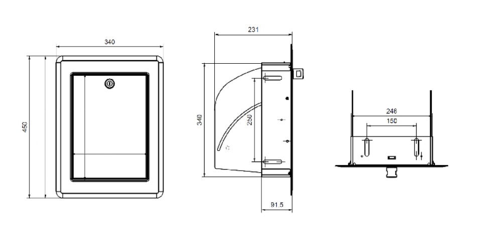 Einwurftüre 340 x 450 mm mit Türschloss - Tecnovis Wäscheabwurfschacht