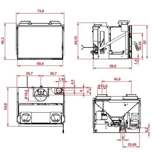 Palazzetti AC70 Pellet Kamineinsatz 9 kW