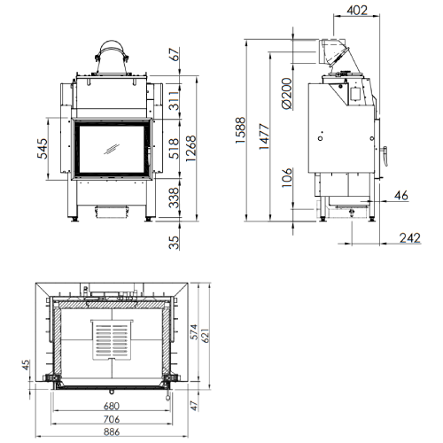 Spartherm Varia 1V H2O XXL Kamineinsatz 15 kW Drehtür wasserführend