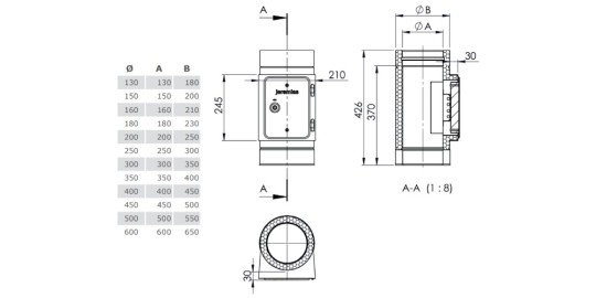 Reinigungselement mit Rußschutztüre - doppelwandig - Tecnovis TEC-DW-Standard