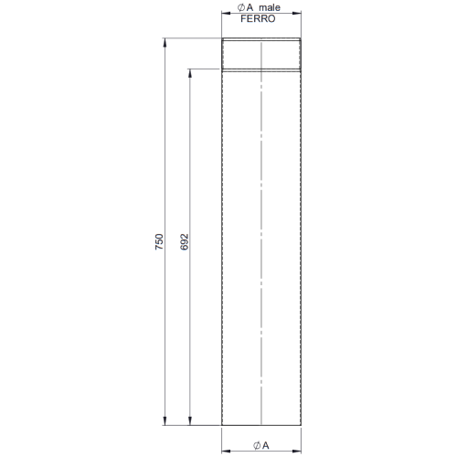 Ofenrohr - Längenelement 750 mm schwarz - Tecnovis TEC-Stahl