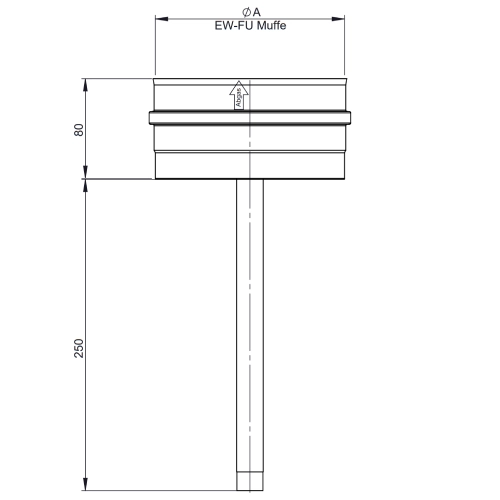 Kondensatschale mit Ablauf 250 mm und 1/2“ Nippel nach unten - einwandig - Tecnovis TEC-EW-Classic