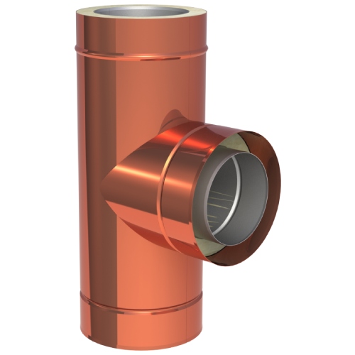 T-Anschluss 90° mit Wassernase aus Kupfer - doppelwandig - Tecnovis TEC-DW-Classic