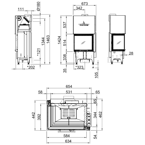 Spartherm Varia 2L-55h Kamineinsatz 7 kW Schiebetür