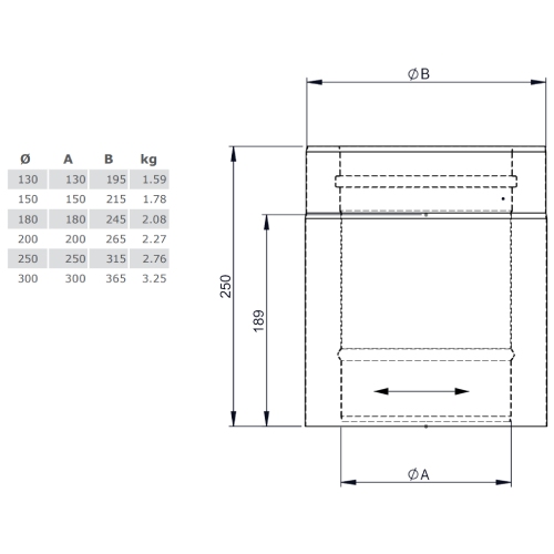 Längenelement 250 mm - doppelwandig - Tecnovis TEC-DW-Design