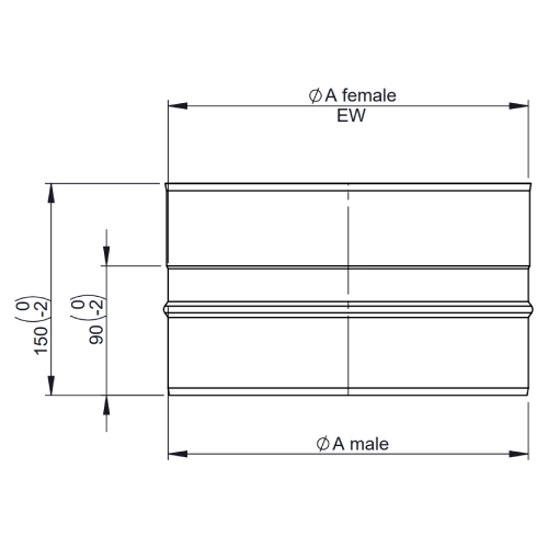 Längenelement 150 mm - Tecnovis Wäscheabwurfschacht