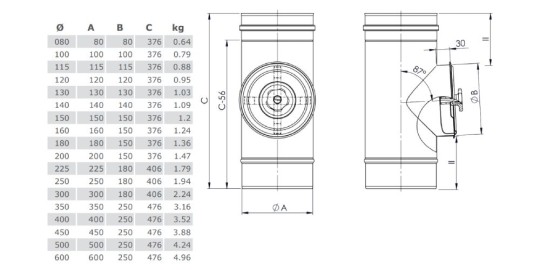Reinigungselement rund (bis 600 °C) - einwandig - Tecnovis TEC-EW-Classic