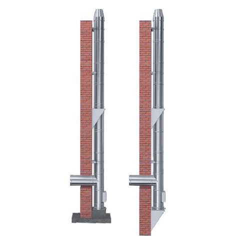 Edelstahlschornstein Bausatz - 3,7m Höhe / Länge - 150 mm Durchmesser / doppelwandig / Reuter DW-GREEN