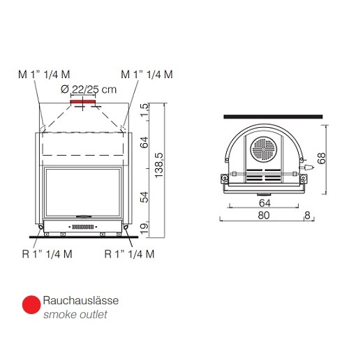 Edilkamin Acquatondo 22 Plus CS Kamineinsatz 22 kW wasserführend