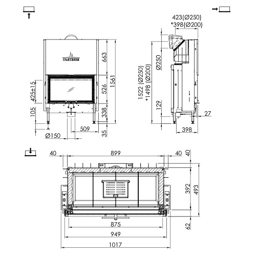 Spartherm Varia 1V-87h Kamineinsatz 9,5 kW Schiebetür