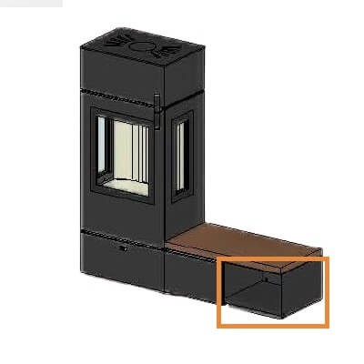 Kaminzubehör Cera Design - Anbauelement / Holzlagerfach offen
