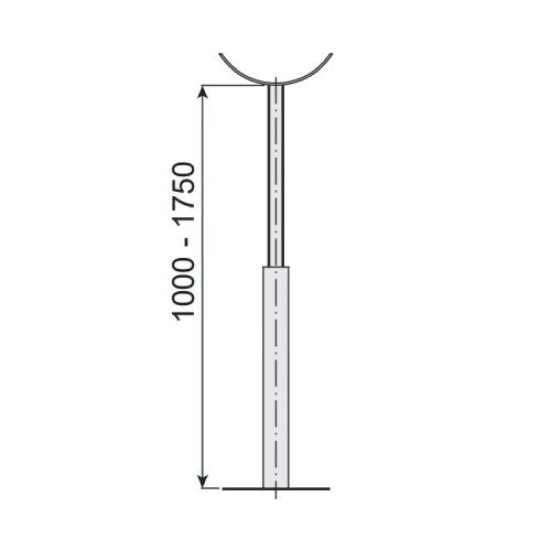 Stützfuß 1000 - 1750 mm mit Schale - doppelwandig - eka edelstahlkamine complex D