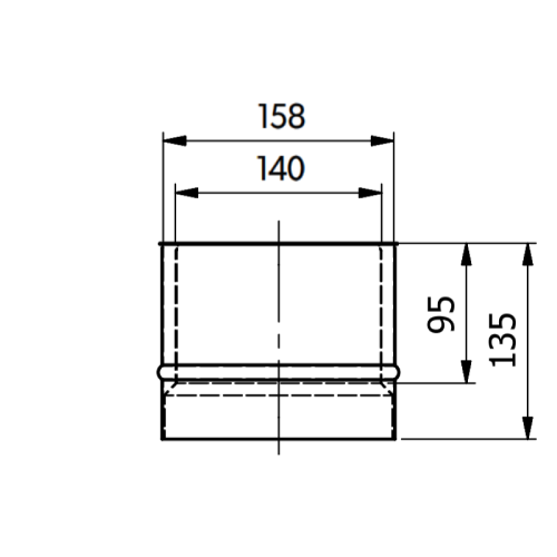 Ofenrohr - Anschluss-Set hinten 150 mm - Kaminofen-Speicherofen - schwarz - Reuter Ferrum