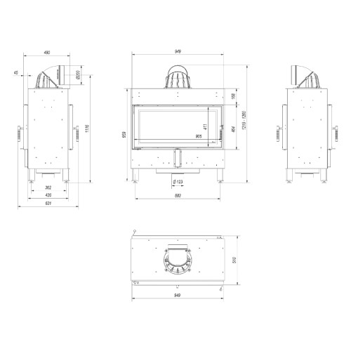 Kratki Lucy 16 Kamineinsatz 16 kW Tunnel