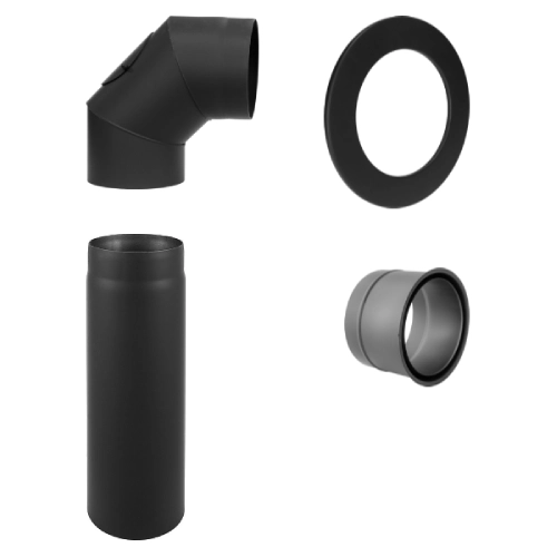 Ofenrohr - Anschluss-Set hinten 150 mm - Kaminofen-Speicherofen - schwarz - Reuter Ferrum