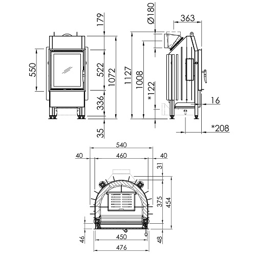 Spartherm Mini R1V Kamineinsatz 5,2 kW raumluftunabhängig Drehtür