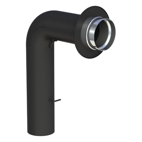 Ofenrohr - Vollformbogenrohr (Schenkellänge 500/700 mm) - Set für Anschluss oben - schwarz - Tecnovis TEC-Stahl