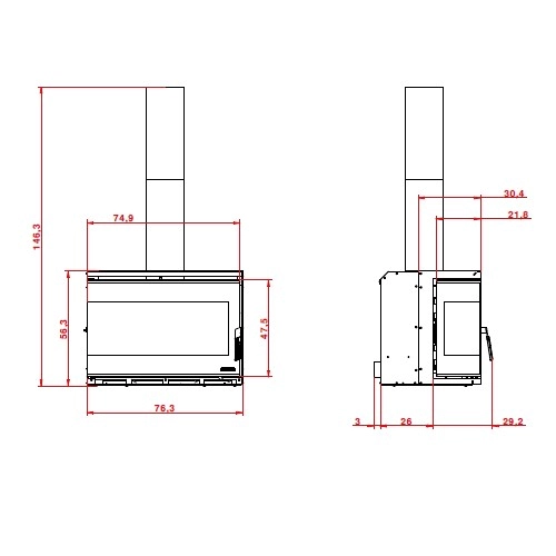 Palazzetti Ecopalex GTM 80 Kamineinsatz 12,4 kW Eckkamin