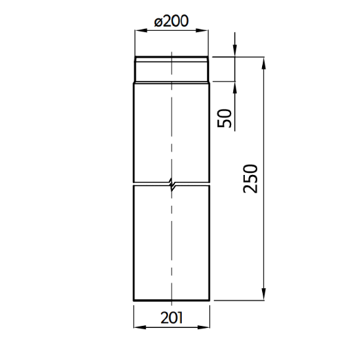 Ofenrohr - Anschluss-Set 200 mm - Kamineinsatz-Kaminbausatz - schwarz - Reuter Ferrum