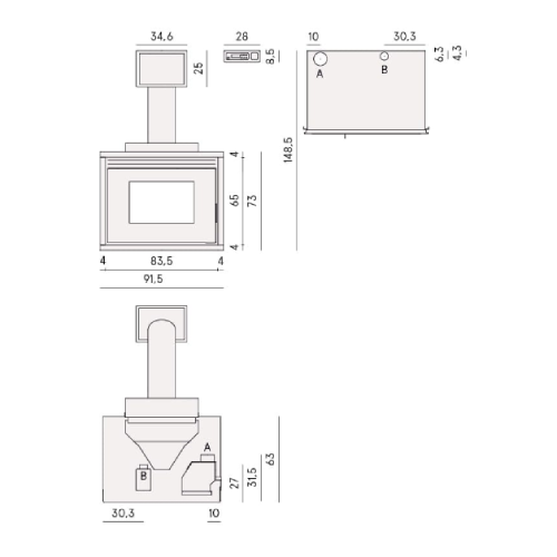 Cadel Saturno 16 Pellet Kamineinsatz 18 kW wasserführend