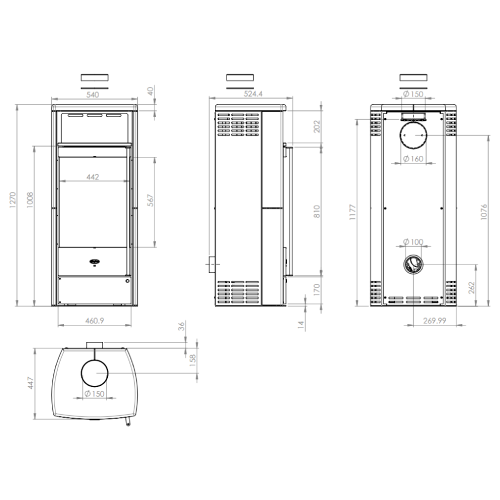 Fireplace Teramo Kaminofen 6 kW Raumluftunabhängig