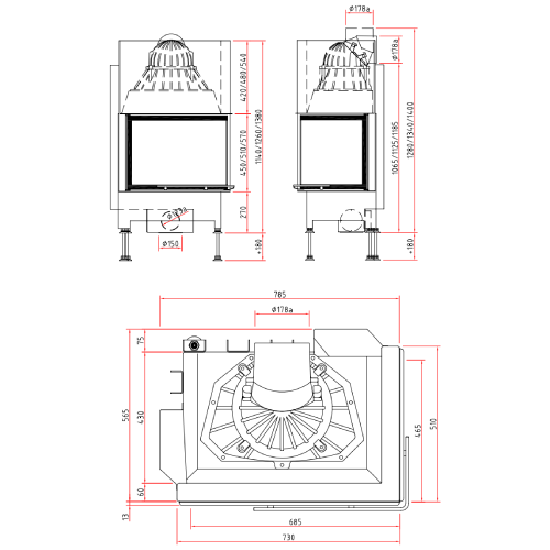 SCHMID Ekko R 67(45) h Kamineinsatz 9 kW Schiebetür