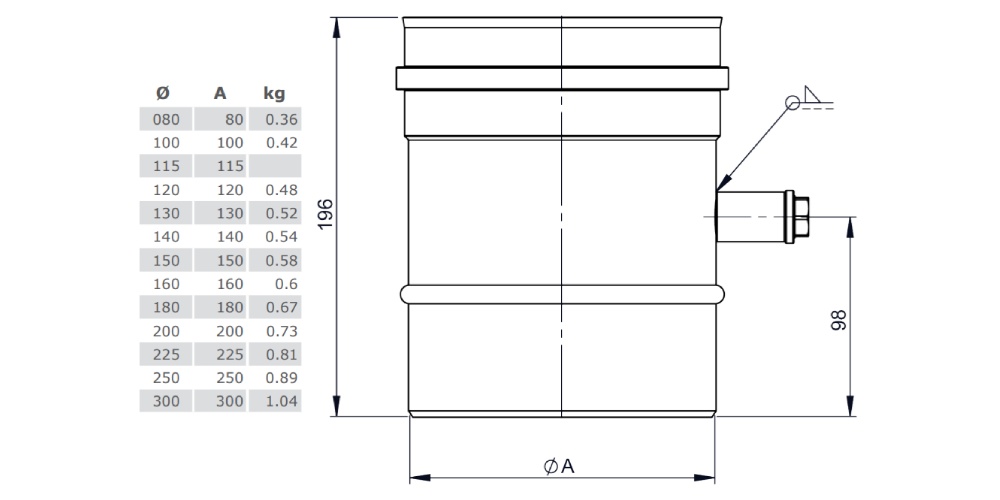Messelement 200 mm (bis 600 °C) - einwandig - Tecnovis TEC-EW-SILVER