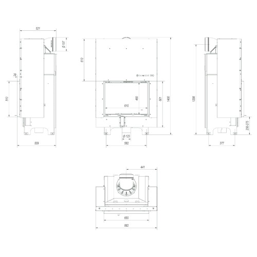 Kratki MBZ Kamineinsatz 13 kW Schiebetür