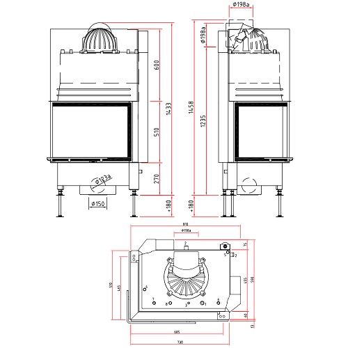 SCHMID Ekko W L 67(45)51 h Kamineinsatz 14,9 kW Schiebetür wasserführend