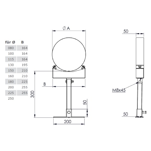 Wandhalter mit Gelenk kürzbar 140-300 mm, Altkupfer lackiert für Tecnovis TEC-DW-Classic