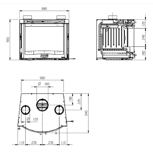 La Nordica Inserto 70 Tondo - Ventilato Kamineinsatz 9,8 kW