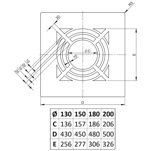 Deckenblende für Hinterlüftung, einteilig, 0° - doppelwandig - Jeremias DW-WHITE