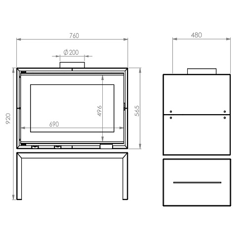 A Caminetti Panorama 75 Kaminofen 9 kW