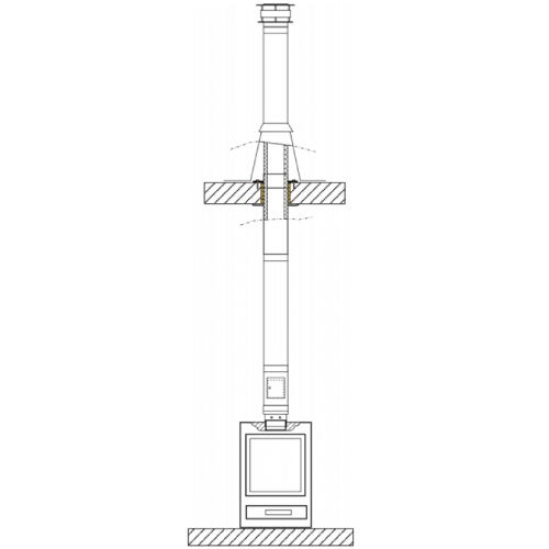 Aufgesetzter Edelstahlschornstein Bausatz TEC-DW-Design mit Ø 130 mm