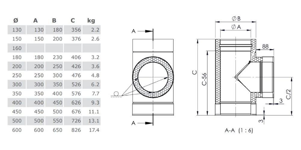 T-Anschluss 90° - doppelwandig - Tecnovis TEC-DW-Standard