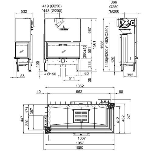 Spartherm Varia 2R-100h Kamineinsatz 12,3 kW Schiebetür