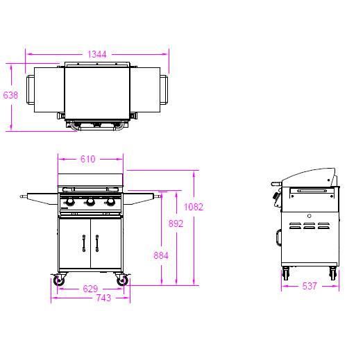 Gasgrill Bull BBQ Plancha Cart