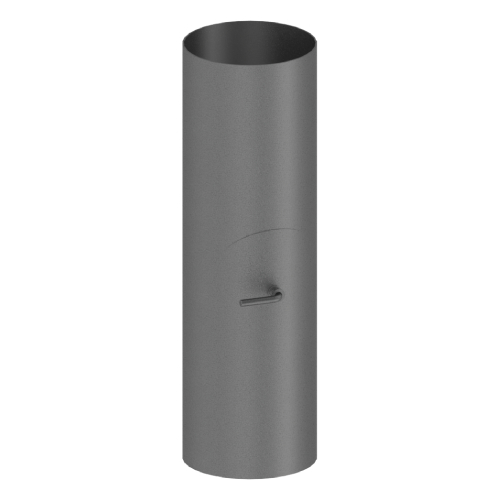 Ofenrohr - Längenelement 500 mm mit Drosselklappe und Tür (ohne Einzug) - gussgrau - Tecnovis TEC-Stahl