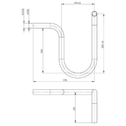 Siphon rechts - einwandig - Tecnovis TEC-EW-Classic