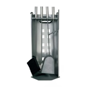 Lienbacher - Kaminbesteck 4-teilig, silber/anthrazit beschichtet, Griffe edelstahlfärbig Kaminzubehör