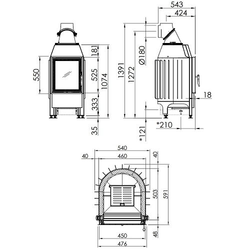 Spartherm Mini Z1 Kamineinsatz 7 kW raumluftunabhängig Drehtür