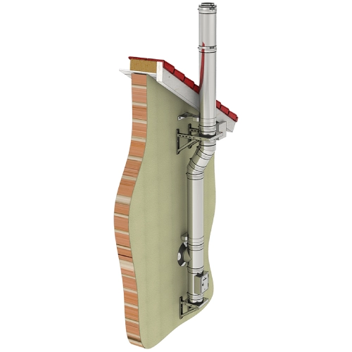 Edelstahlschornstein Bausatz - 4,6m Höhe / Länge Ø 150 mm / doppelwandig / Tecnovis TEC-DW-Standard